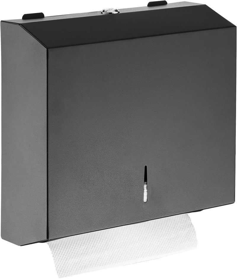 modunful Commercial Paper Towel Dispenser for Multifold - Paper Towel Dispenser Wall Mount, Large Capacity Stainless Steel Tissue Holder, Suitable for Bathrooms and Public Places, Matte Black - Image 1