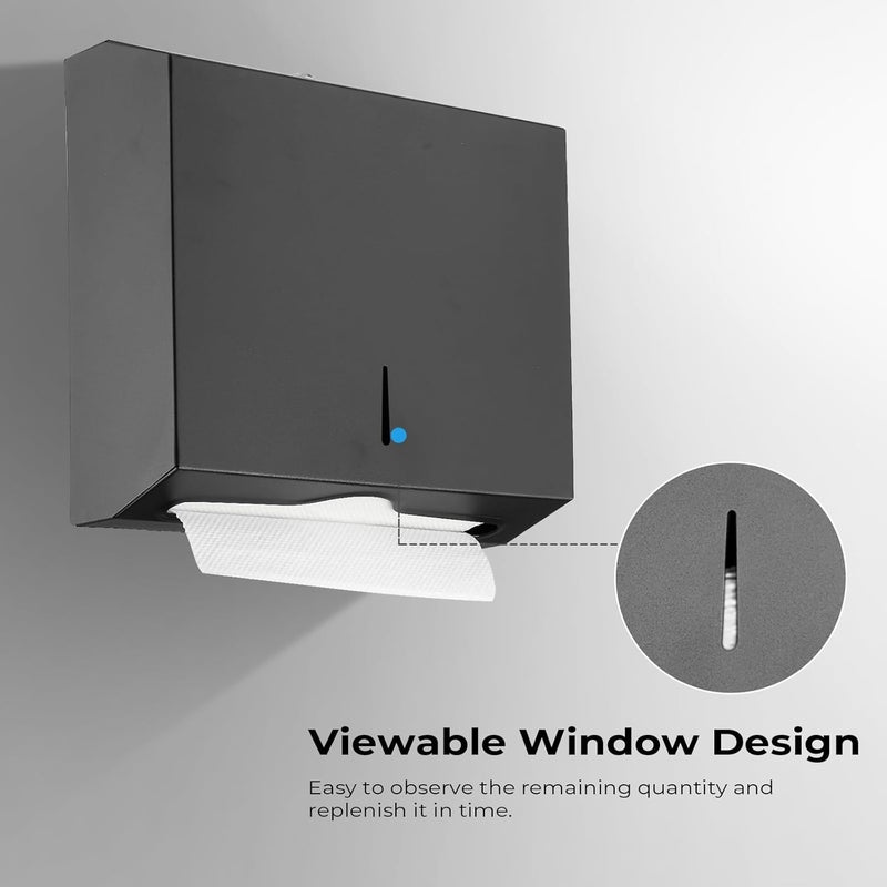 modunful Commercial Paper Towel Dispenser for Multifold - Paper Towel Dispenser Wall Mount, Large Capacity Stainless Steel Tissue Holder, Suitable for Bathrooms and Public Places, Matte Black - Image 5