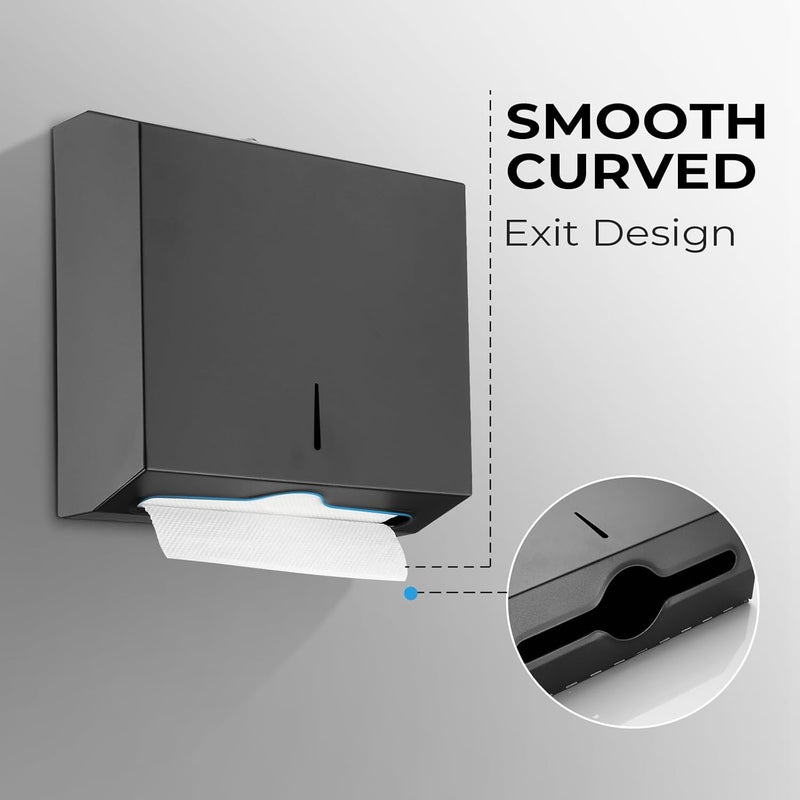 modunful Commercial Paper Towel Dispenser for Multifold - Paper Towel Dispenser Wall Mount, Large Capacity Stainless Steel Tissue Holder, Suitable for Bathrooms and Public Places, Matte Black - Image 2