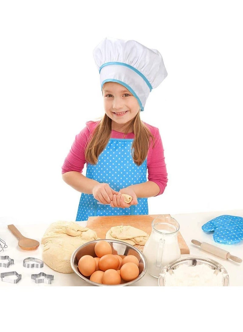 كابتن تيك Chef Set for Kids 11PCS Cooking Play kitchen Role and Baking Hat Mitt Utensil Toddler Dress Up Costume Career Boys Ages 3+ - Image 4