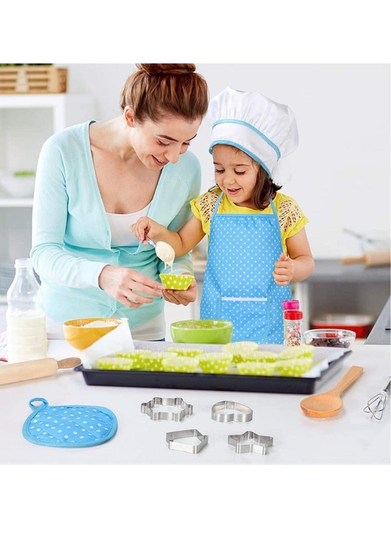كابتن تيك Chef Set for Kids 11PCS Cooking Play kitchen Role and Baking Hat Mitt Utensil Toddler Dress Up Costume Career Boys Ages 3+ - Image 5