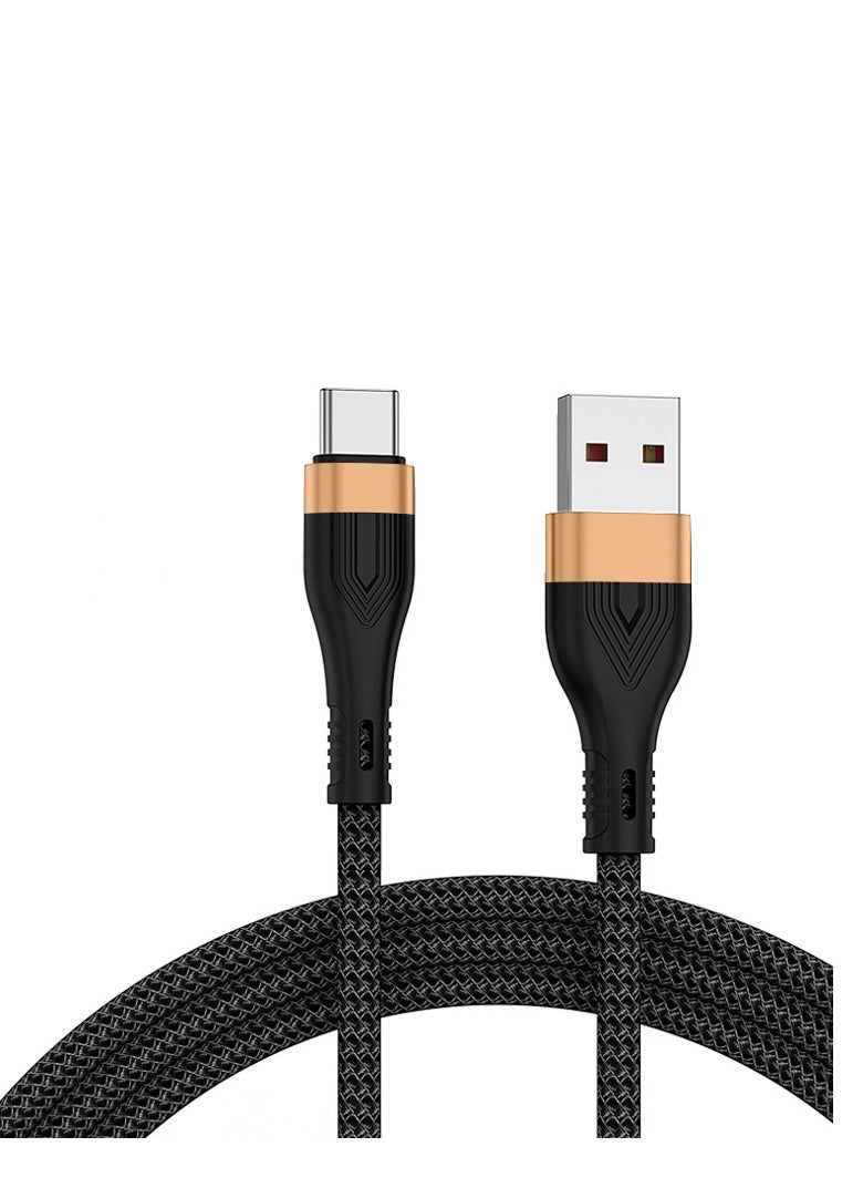 USB C Charger Cable,Braided 120W/6A Fast Charging Data Cable,USB A to Type C Charger Cord,Nylon USB A to USB C Cable Fast Charging for Samsung Galaxy/Huawei/Honor/ViVO/HTC/OnePlus (black) - Image 1