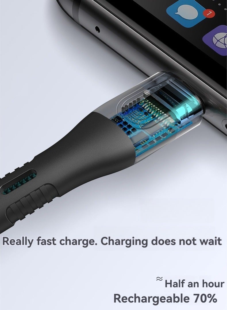 USB C Charger Cable,Braided 120W/6A Fast Charging Data Cable,USB A to Type C Charger Cord,Nylon USB A to USB C Cable Fast Charging for Samsung Galaxy/Huawei/Honor/ViVO/HTC/OnePlus (black) - Image 3