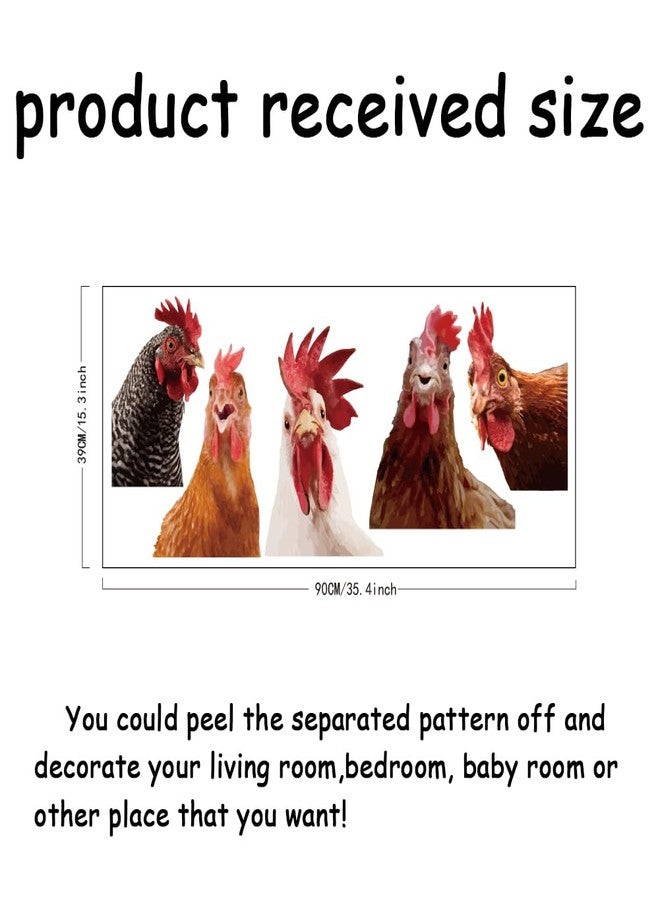 SUPERDANT Funny Rooster Wall Decals Farmhouse Cabinet 5pcs Chicken Wall Stickers Kitchen Outside Chicken Coop Farm Animals Wallpaper Art Realistic Style Peel and Stick Removable Farm Decoration - Image 2