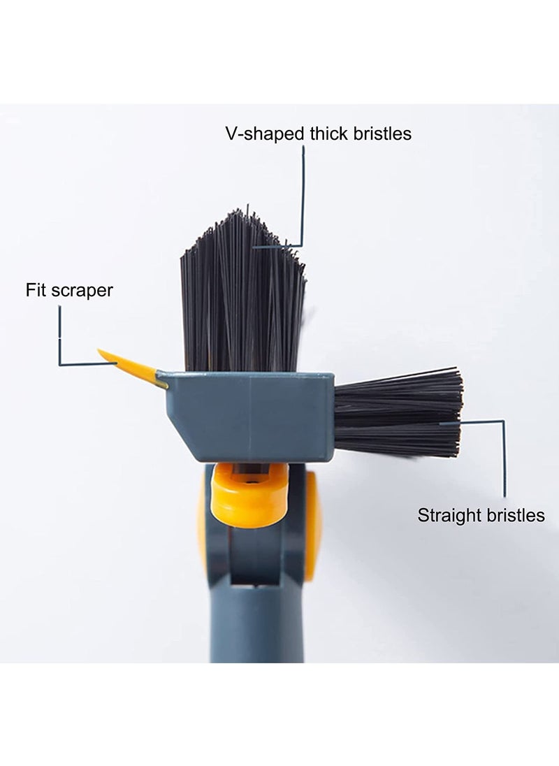 3 in 1 Rotating Grout Brush with Long Handle, 180° Rotatable Floor Brush, Shower Brush for Tile Floor Kitchen Bathroom, V-shaped Angled Brush for Hard to Reach Areas