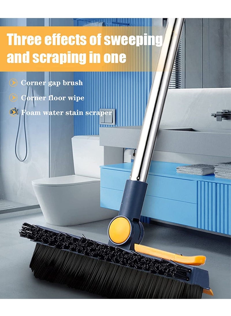 3 in 1 Rotating Grout Brush with Long Handle, 180° Rotatable Floor Brush, Shower Brush for Tile Floor Kitchen Bathroom, V-shaped Angled Brush for Hard to Reach Areas