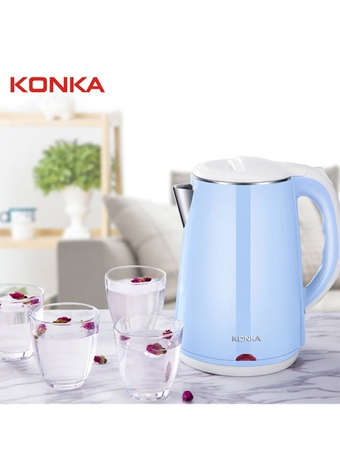 Stainless Steel Fast, Portable Electric Hot Water Kettle For Tea And Coffee, 2.2L Blue