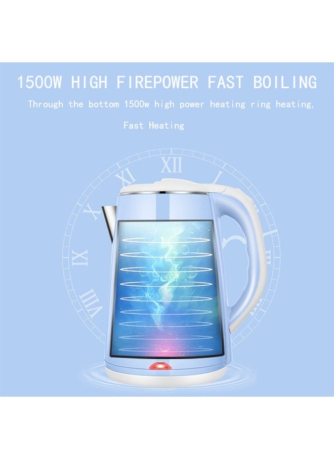 Stainless Steel Fast, Portable Electric Hot Water Kettle For Tea And Coffee, 2.2L Blue