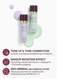 Terrazen Korean Hydrating Face Primer 30ml - Makeup & Skincare Corrector Base SPF40 Lavender Purple - Reduces Redness, for Sensitive Skin with Aloe  - Image 3