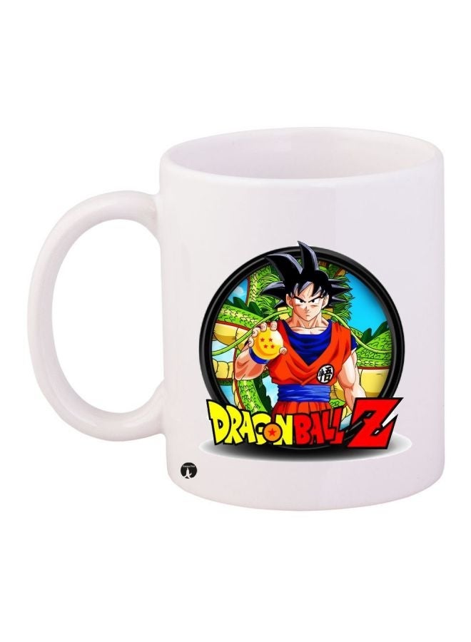 RYN Dragon Ball Printed Coffee Mug White/Orange/Green 11ounce