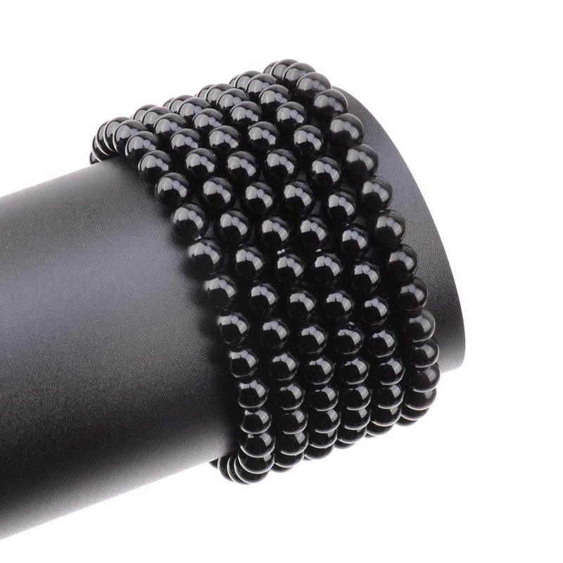 LPBeads 200Pcs Polished 6mm Round Natural Black Onxy Gemstone Loose Beads with Stretch Cord for Jewelry Making Bracelets - Image 3