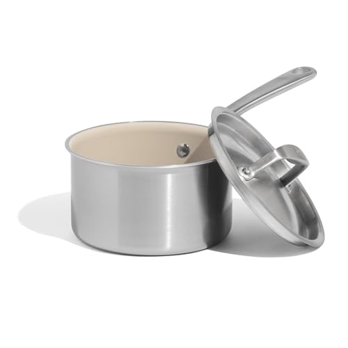 Madein Made In Cookware | 2 QT Ceramic Non Stick Saucepan with Lid | 5-Ply Stainless Clad with Stay-Cool Handle | Professional Cookware | Crafted in Italy | Induction Compatible - Image 1