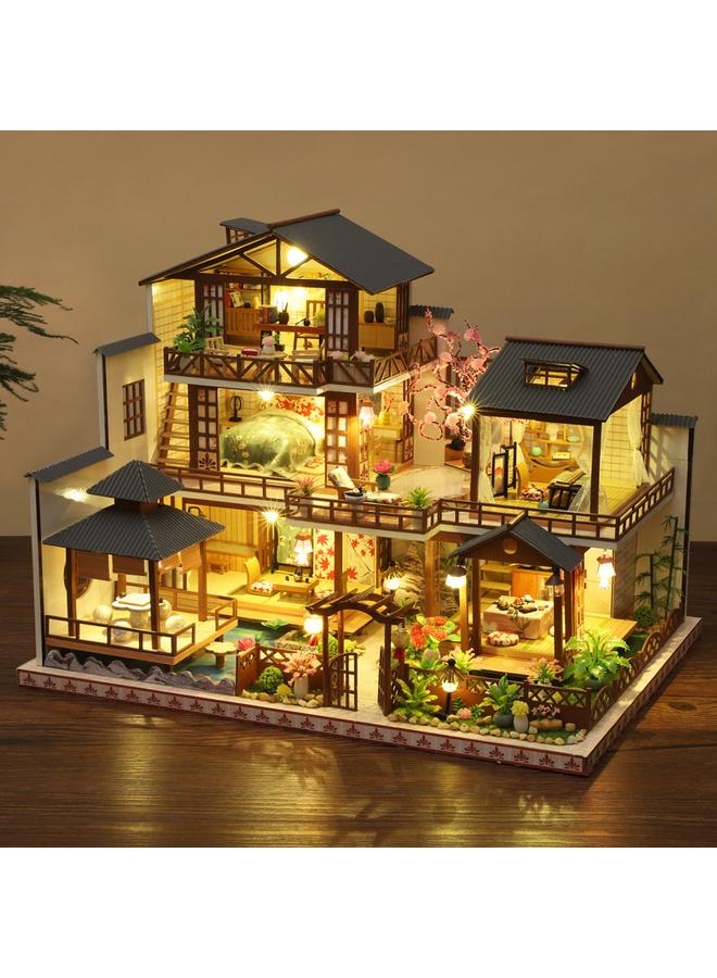 Bluejw Diy Architectural Model Villa Japanese Style And Wind Assembled Wooden Hut Mori Court Creative Christmas Birthday Gift - Image 3