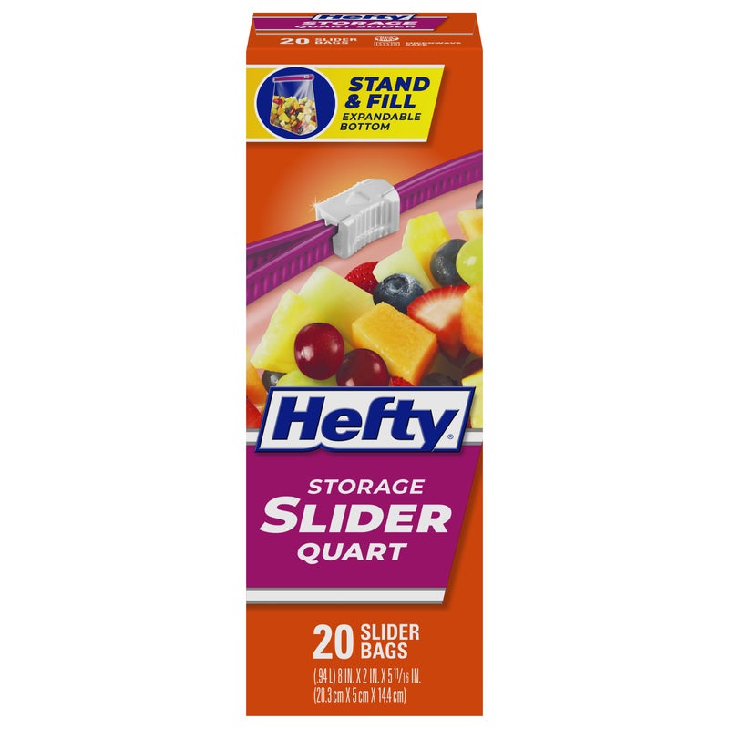 Hefty Slider Storage Bags Quart Size 20 Count Pack of 9 180 Total