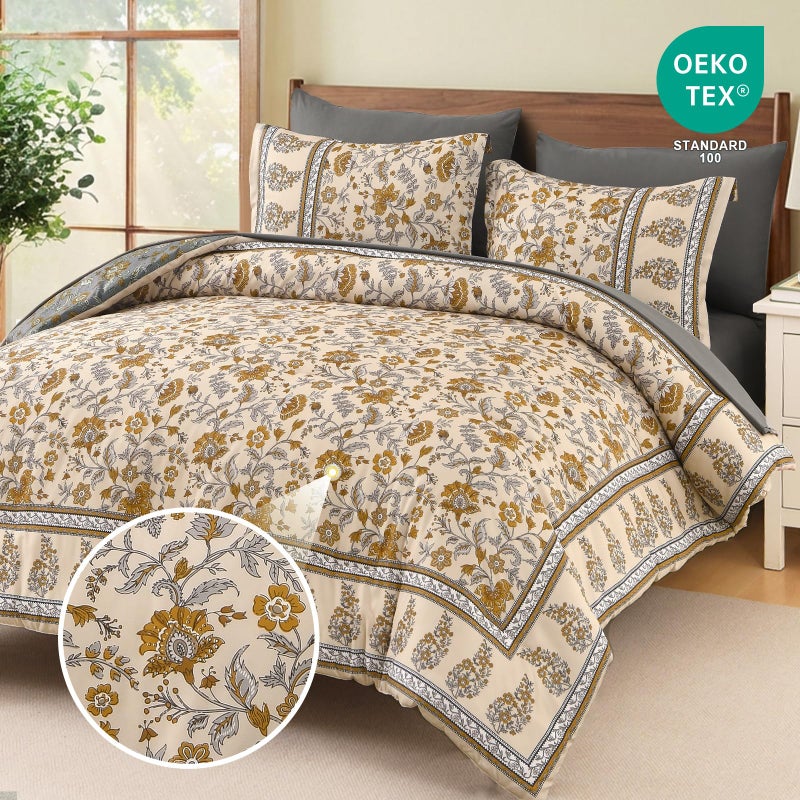 Dinjoy Boho Comforter Set Queen,Beige Brown Bedding Paisley Floral 7 Piece Bed in a Bag Reversible Lightweight Bohemain Comforters with Sheet Sets for All Season - Image 2