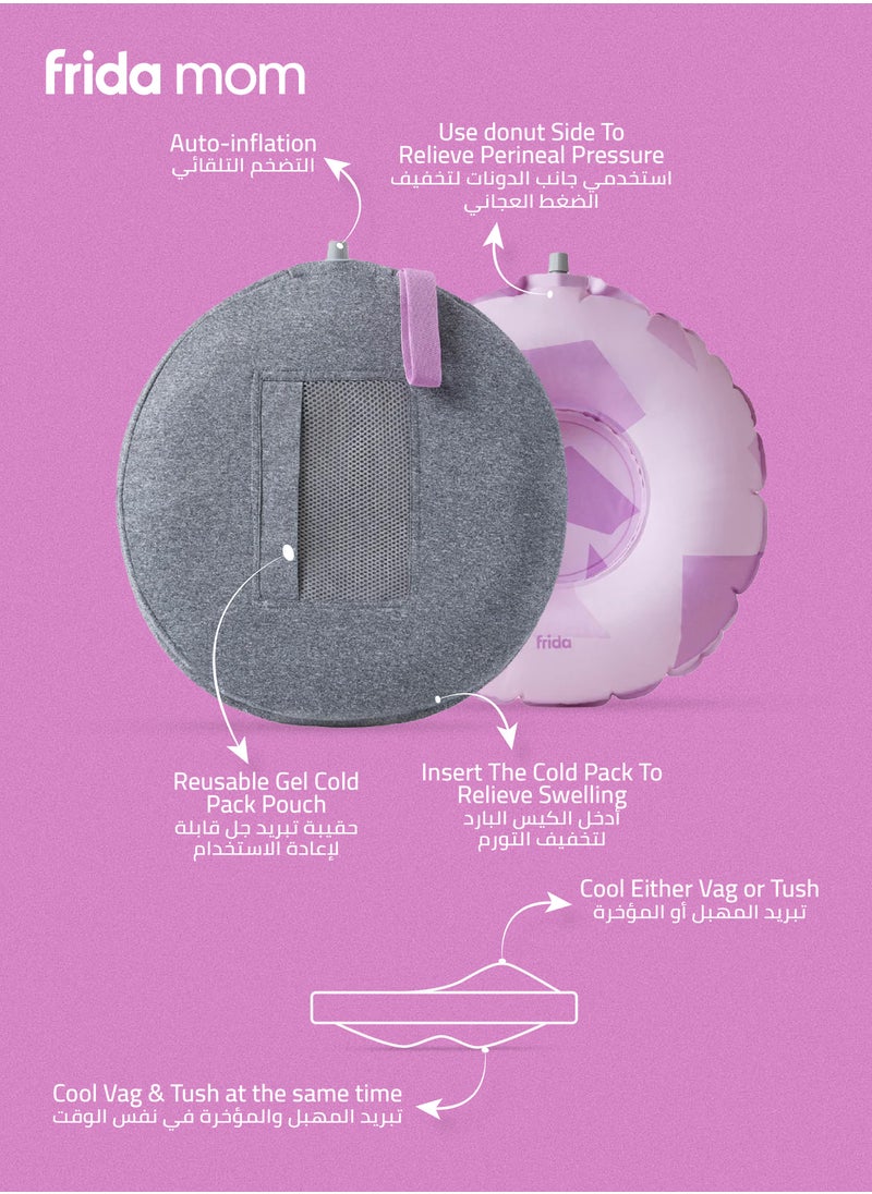 frida mom Frida Mom Perineal Cooling Comfort Cushion | Postpartum Donut Pillow for Pressure Relief & Cold Therapy | Inflatable, Portable, Washable Cover | Pain & Swelling Relief  - Image 3