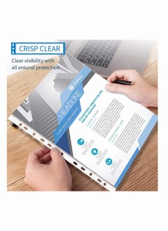 Generic A4 Clear Page Protectors, 100 Pages Sheet Protector for 11 Ring Binders Plastic Sleeves Paper File Letter Sheet Clear Sheet Protector Transparent Document Pocket Folder Wallets Sleeves (Thicker 7C)  - Image 2
