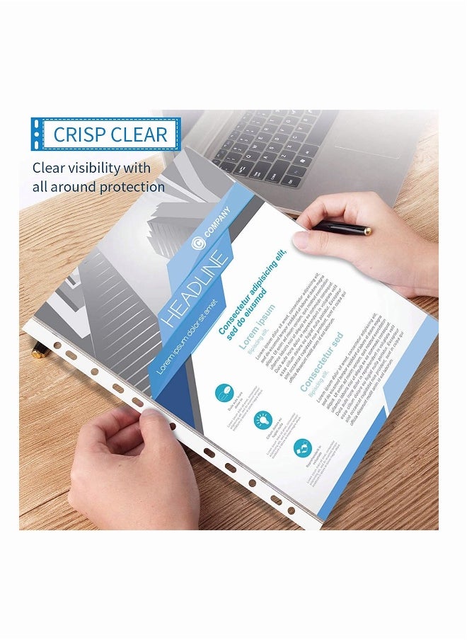 Generic - A4 Clear Page Protectors, 100 Pages Sheet Protector for 11 Ring Binders Plastic Sleeves Paper File Letter Sheet Clear Sheet Protector Transparent Document Pocket Folder Wallets Sleeves (Thicker 7C) - Image 1