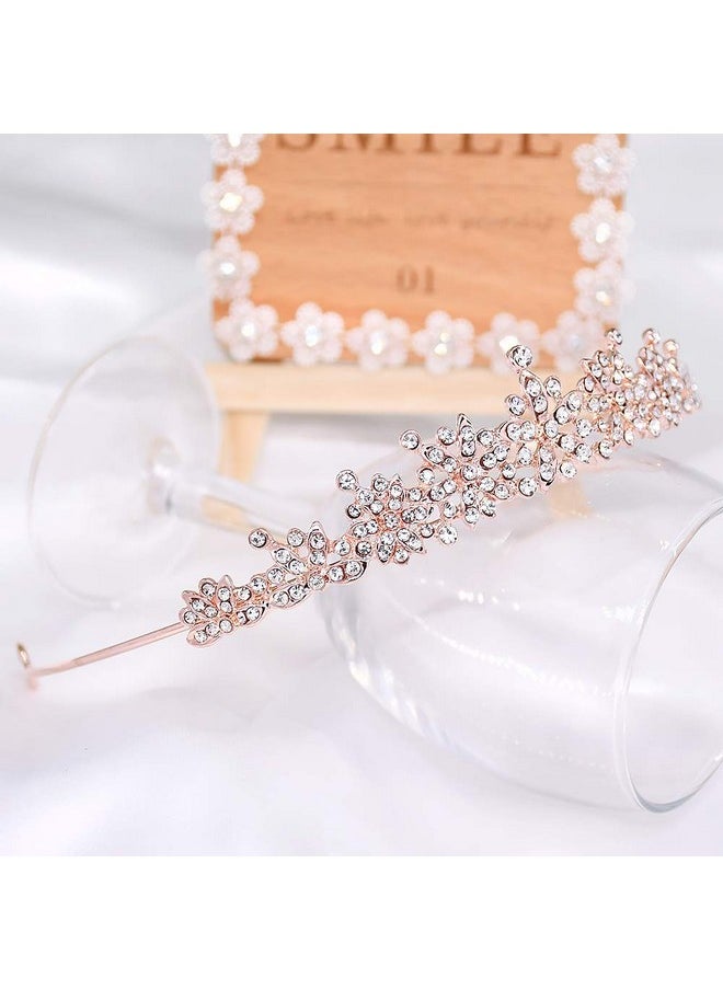 CROWNFAN - Rhinestone Crystal Tiaras And Crowns Headband For Women Birthday Pageant Wedding Prom Princess Crown, Rose Gold - Image 1