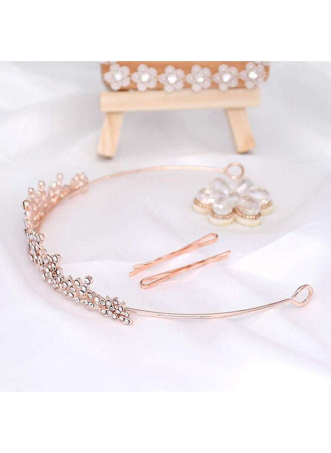 CROWNFAN - Rhinestone Crystal Tiaras And Crowns Headband For Women Birthday Pageant Wedding Prom Princess Crown, Rose Gold - Image 1
