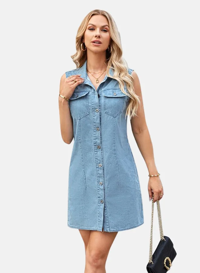 YUNIQEE Denim Sleeveless Mini Dress
