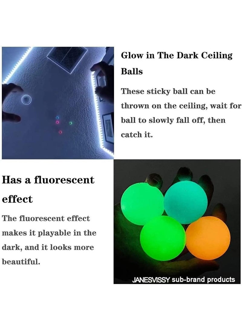 MAKINGTEC Luminous Sticky Balls, 4Pcs Glowing Balls, Ceiling Balls Glow in The Dark, Balls for Kids and Adults, Sticky Balls, to The Wall and Roof, Party Favors, Party Supplies for Relax - Image 4