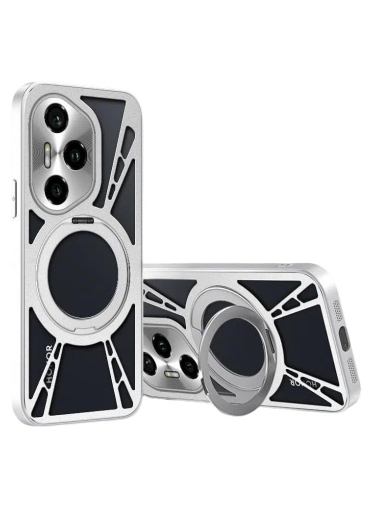 general Metal Hollow Cooling Case Compatible with Honor 400 Pro 5G, Drop Protection Case with 360° Rotatable Stand For Honor 400 Pro Magnetic Stand