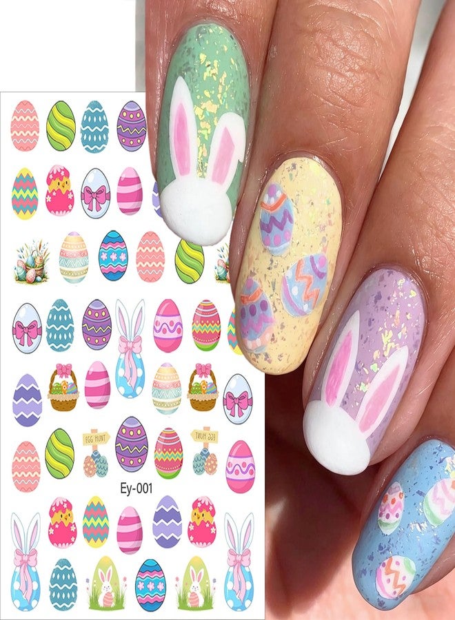 FDSQHSA 6 Sheets Easter Nail Stickers for Nail Art 3D Self-Adhesive Easter Egg Nail Decals Cute Rabbit Chick Carrot Bow Flower Nail Art Stickers Spring Nail Design for Women Nails Decorations - Image 4