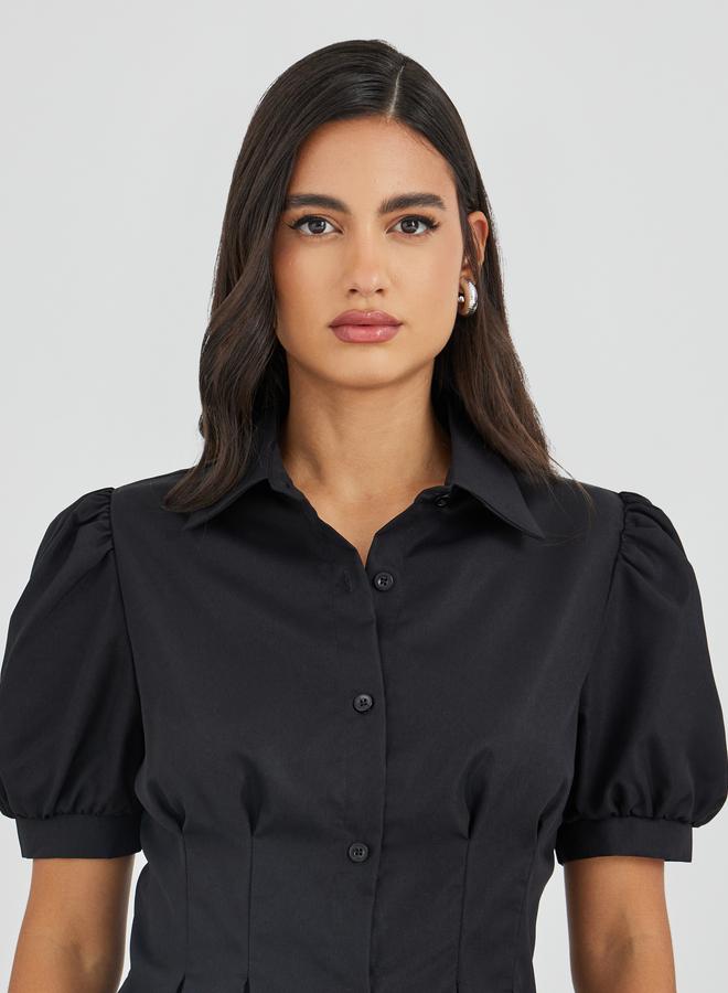 ستايلي قميص ستايلي بأكمام منفوشة وتفاصيل ثنيات - Image 3