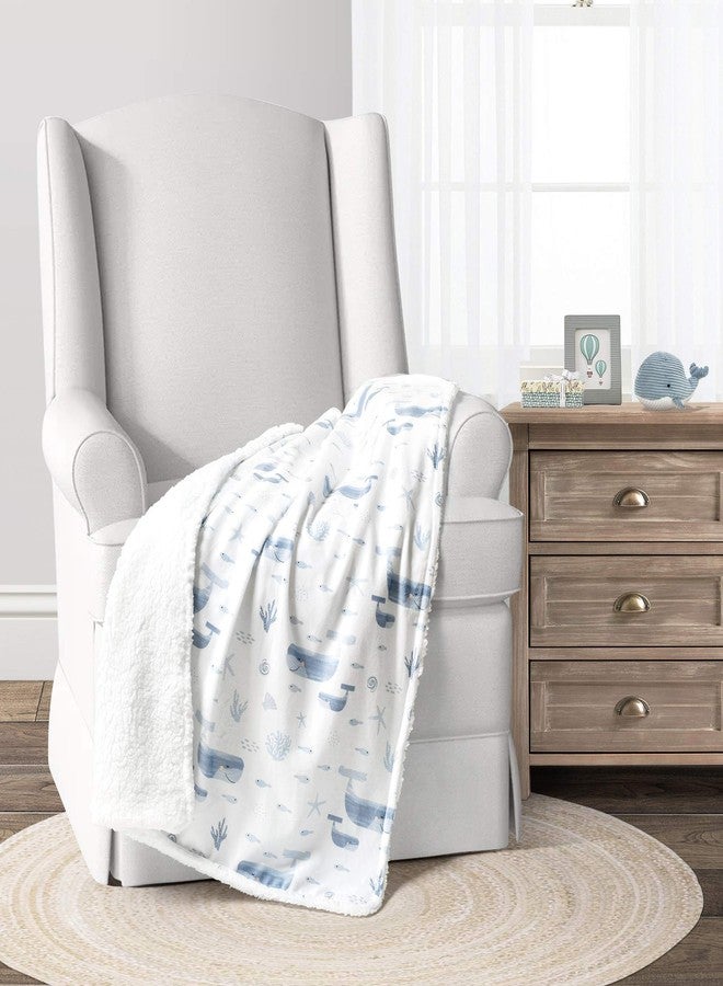 Lush Decor Baby Seaside Sherpa Blanket, Blue 30" x 40" - Image 1