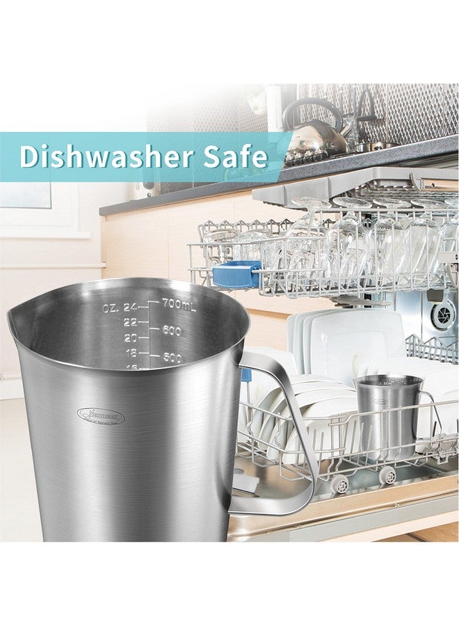 Newness Measuring Cup, [Upgraded, 3 Measurement Scales, Including Cup Scale, ML Scale, Ounce Scale], Newness Stainless Steel Measuring Cup with Marking with Handle, 24 Ounces (0.7 Liter, 3 Cup) - Image 5