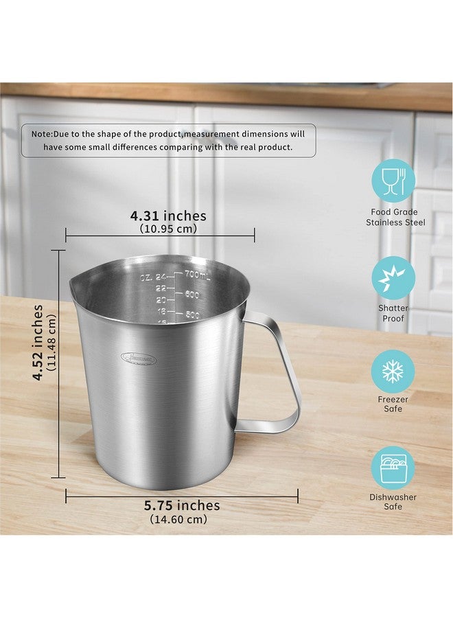 Newness Measuring Cup, [Upgraded, 3 Measurement Scales, Including Cup Scale, ML Scale, Ounce Scale], Newness Stainless Steel Measuring Cup with Marking with Handle, 24 Ounces (0.7 Liter, 3 Cup) - Image 4