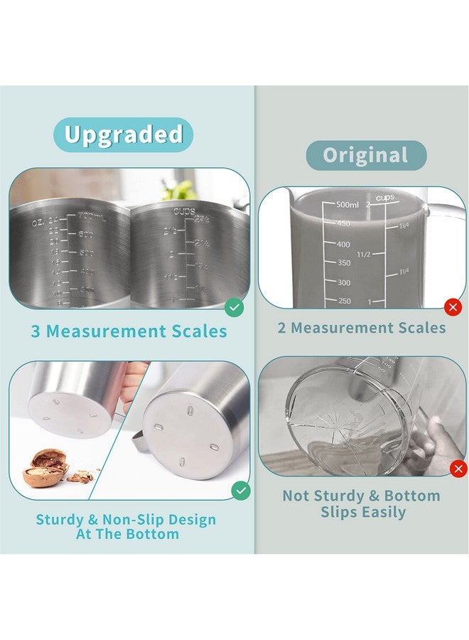 Newness Measuring Cup, [Upgraded, 3 Measurement Scales, Including Cup Scale, ML Scale, Ounce Scale], Newness Stainless Steel Measuring Cup with Marking with Handle, 24 Ounces (0.7 Liter, 3 Cup) - Image 3