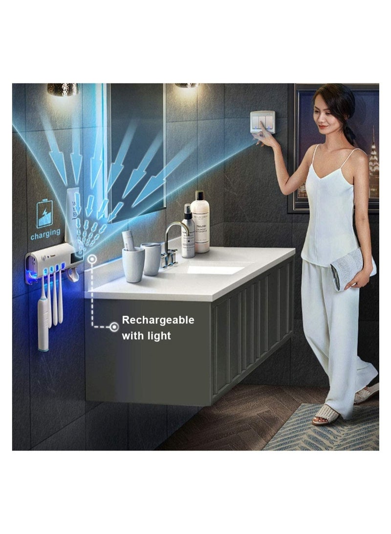 UV Toothbrush Sanitizer, Bathroom Toothbrush Holder Wall Mounted Ultraviolet Light Sterilizer,Toothbrush Organizer for Home, Bathroom, Shower - Image 2