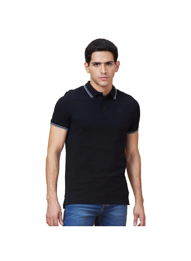 Being Human Mens Black Polo Collar Short Sleeve Polo T-Shirt