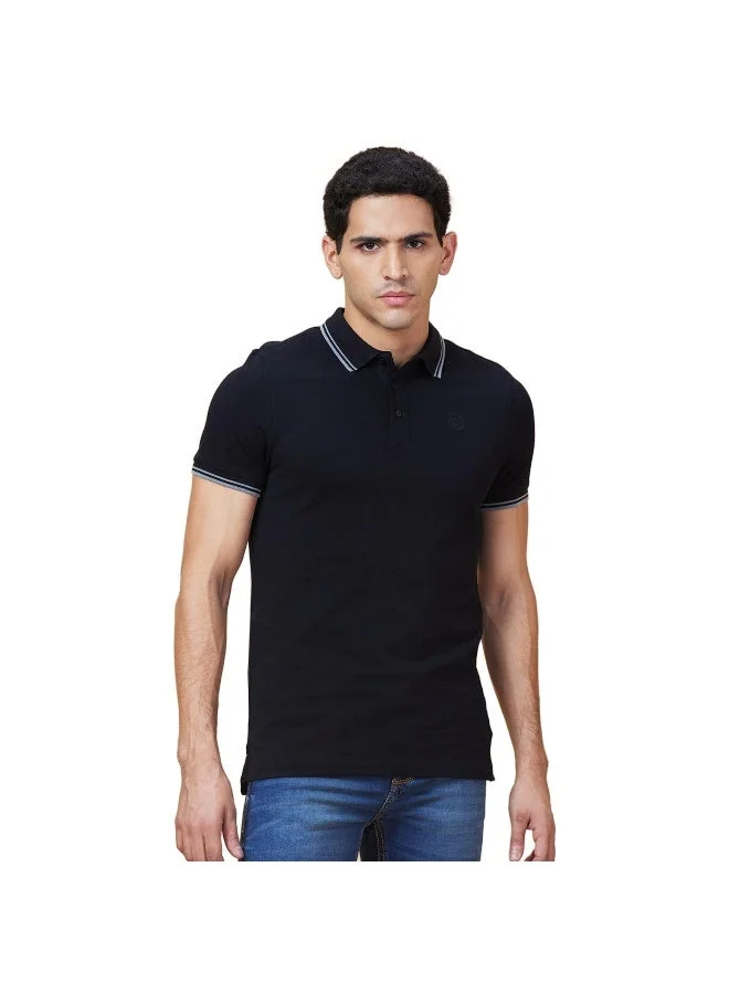 بيينغ هيومان Mens Black Polo Collar Short Sleeve Polo T-Shirt