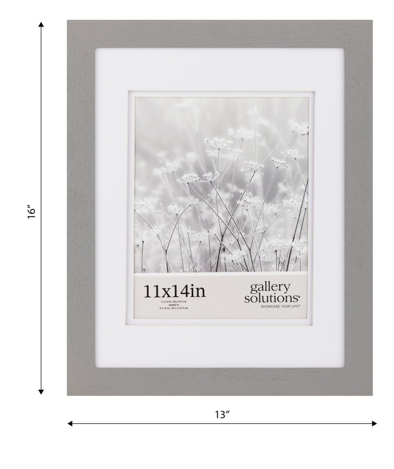 Gallery Solutions - 11"x14" Flat Grey Wall Frame - Double White Mat - Wall/Wall Mount Display - Perfect Fit for 8x10 Photos - Versatile Mounting Options - Rectangular Wall Mount - Poster Frame - Image 3