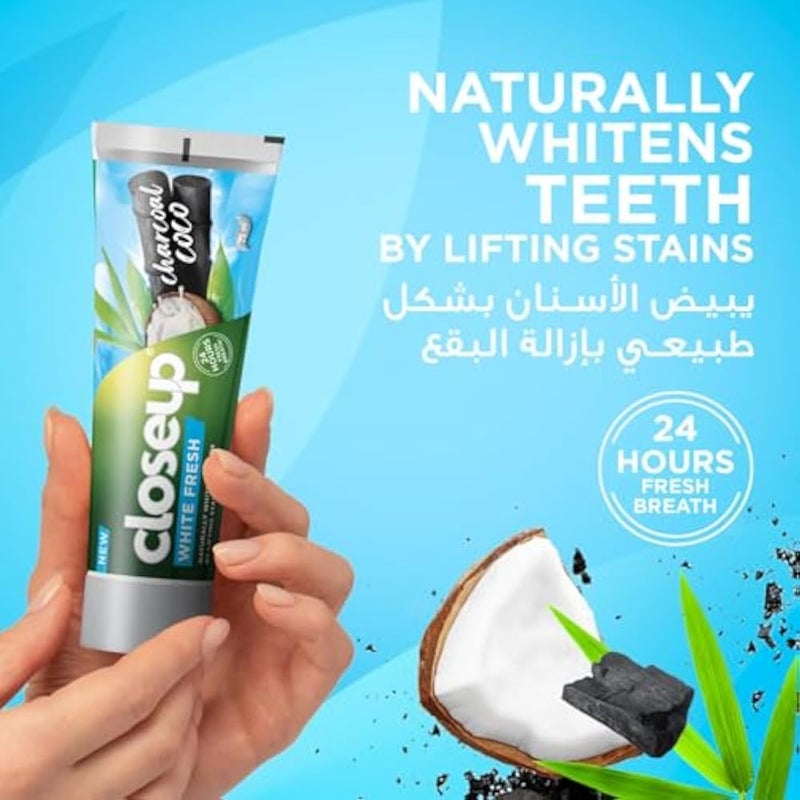 Close Up Closeup White Fresh Toothpaste, Charcoal Coco, naturally whitens teeth by lifting stains, 75ml - Image 5