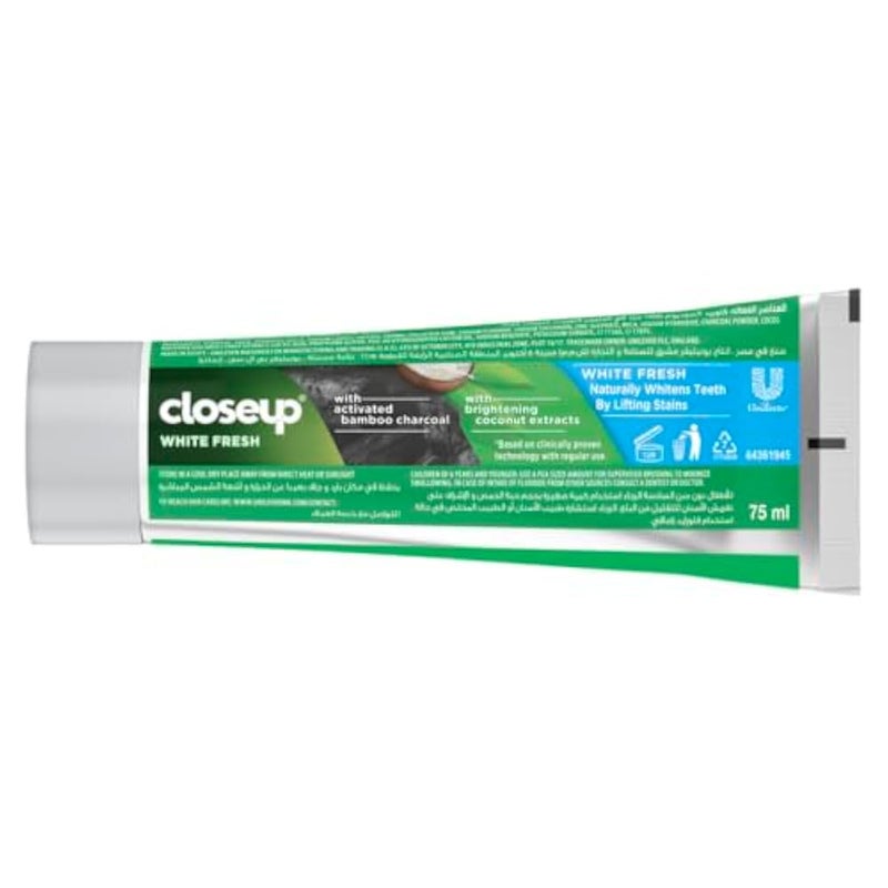 Close Up Closeup White Fresh Toothpaste, Charcoal Coco, naturally whitens teeth by lifting stains, 75ml - Image 3