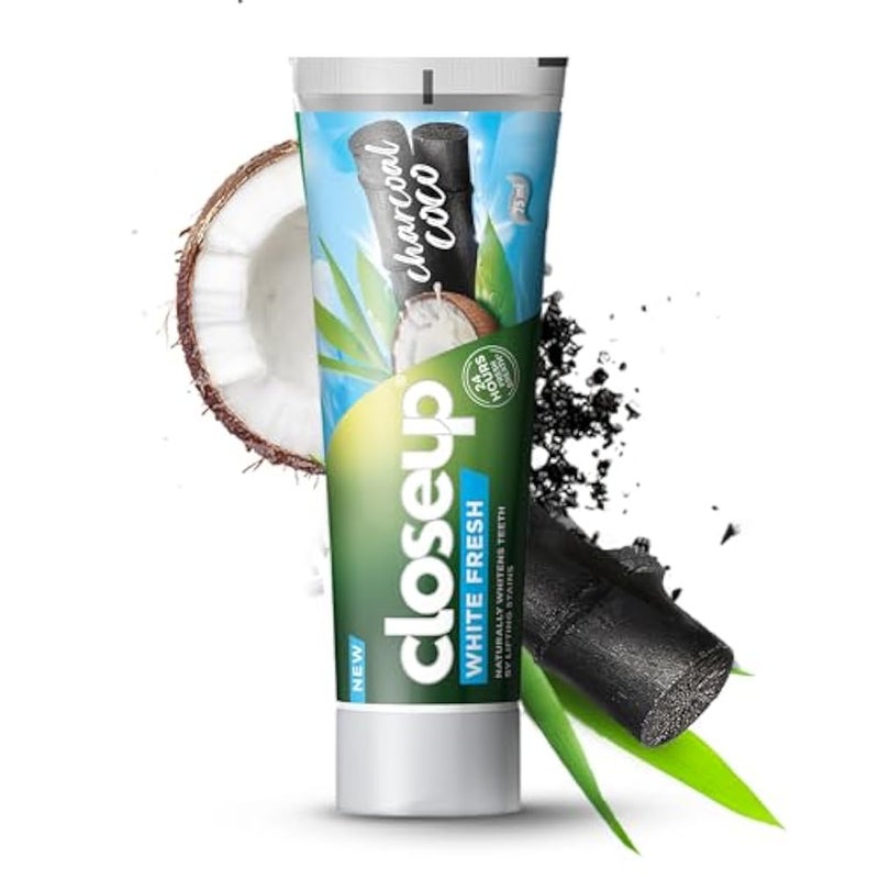 Close Up Closeup White Fresh Toothpaste, Charcoal Coco, naturally whitens teeth by lifting stains, 75ml - Image 1