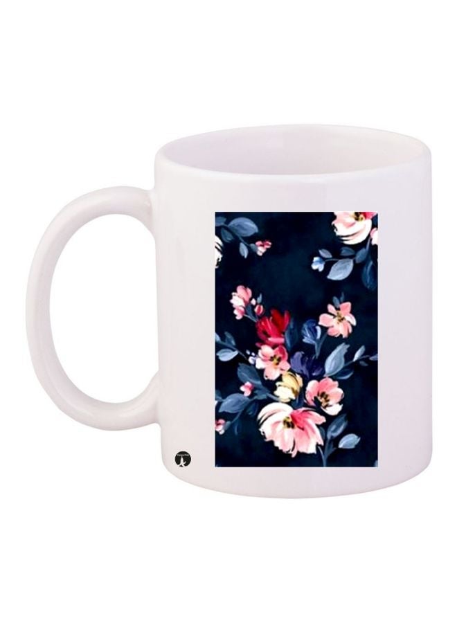 Flower Printed Coffee Mug White/Blue/Pink 11ounce