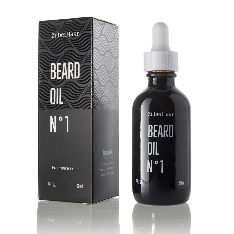 ZilberHaar - Beard Oil N 1 - Pure, Organic Moroccan Jojoba Oil and Argan Oil - Natural Ingredients, Fragrance Free, Cruelty Free - For Natural Beard Growth and Hydration - 2 oz - Image 1