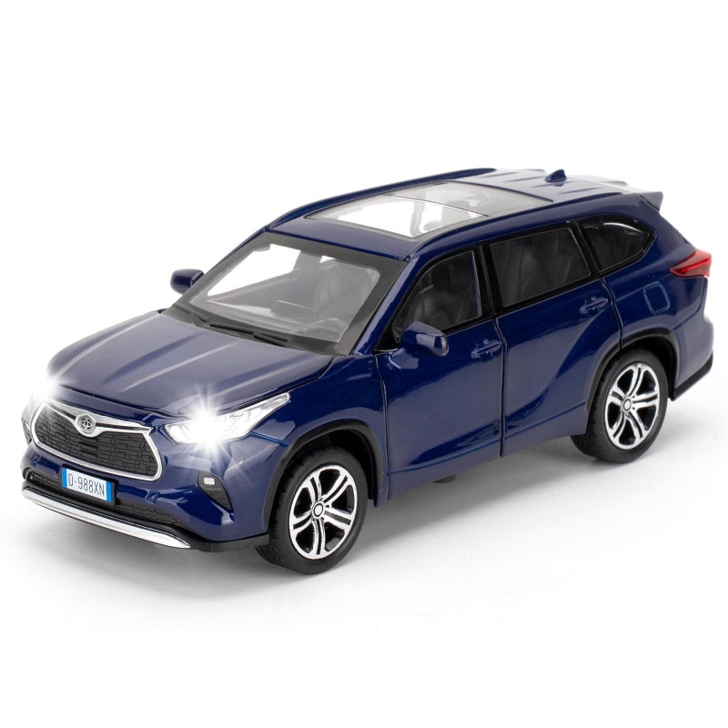 LOVEPOSELY Compatible for 132 Highlander SUV Diecast Model Car Collectible Zinc Alloy Toy Car with Lights and Sounds Pull Back Vehicles Toy for Adults Kids Birthday Gifts Decoration Blue - Image 3