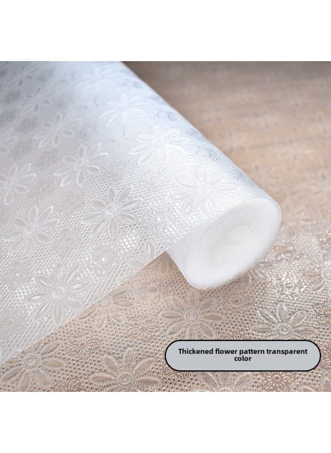 Generic Wholesale EVA Drawer Mat Cabinet Pad Paper Thickened Moisture-proof Pad Shoes Cabinet Wardrobe Waterproof Oil-proof Kitchen Cabinet Pad Transparent-Color:Thickened Flat Dot Pattern-flowers-Specifications:0.3* 5m  - Image 1