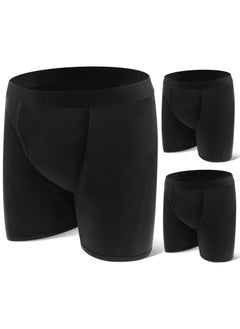 Incontinence Underwear for Men, Washable Urinary Incontinence Cotton Boxer Brief, Underwear Reusable Leak Proof Underwear for Men (Black, Medium)