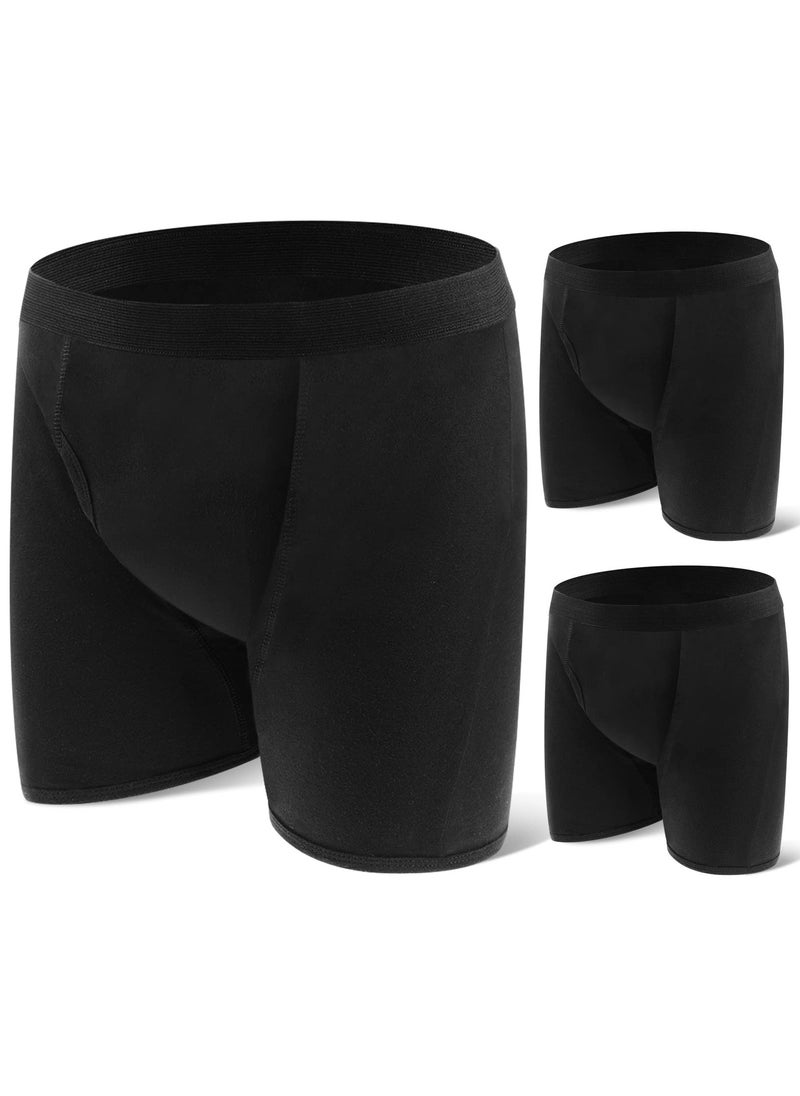 Excefore - Incontinence Underwear for Men, Washable Urinary Incontinence Cotton Boxer Brief, Underwear Reusable Leak Proof Underwear for Men (Black, Medium) - Image 1