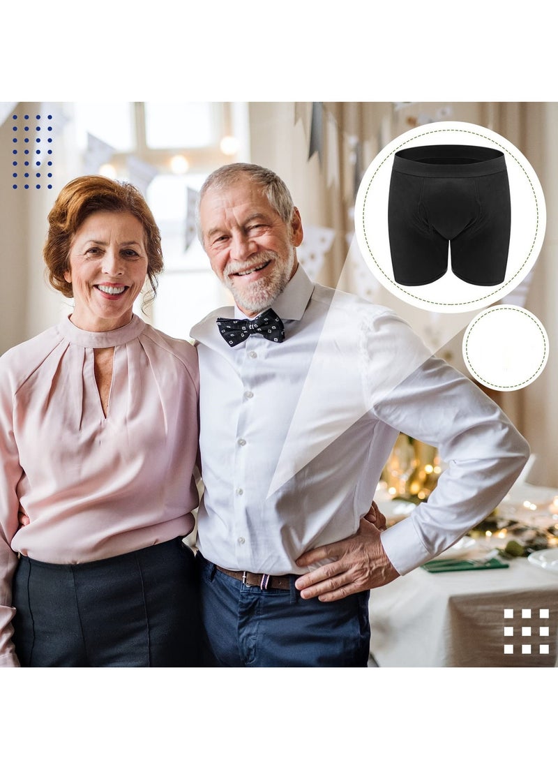 Excefore - Incontinence Underwear for Men, Washable Urinary Incontinence Cotton Boxer Brief, Underwear Reusable Leak Proof Underwear for Men (Black, Medium) - Image 1