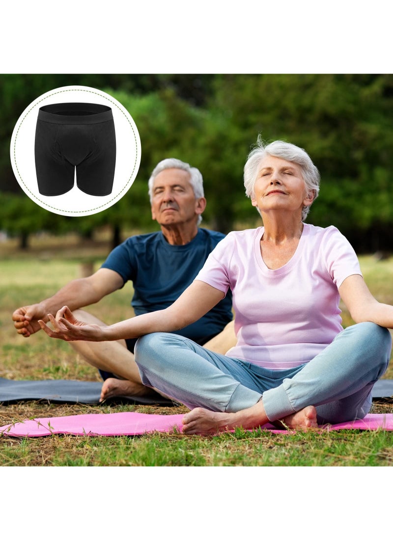Excefore - Incontinence Underwear for Men, Washable Urinary Incontinence Cotton Boxer Brief, Underwear Reusable Leak Proof Underwear for Men (Black, Medium) - Image 1