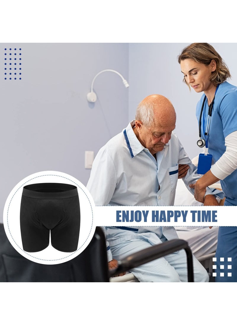 Excefore - Incontinence Underwear for Men, Washable Urinary Incontinence Cotton Boxer Brief, Underwear Reusable Leak Proof Underwear for Men (Black, Medium) - Image 1