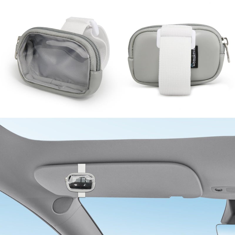 Homakover Garage Door Opener Holder For Visor  Carrying Case For Universal Garage/Gate Door Opener Remote  Adjustable Visor Bag Gate Clicker Holder For Cars  Compatible With Liftmaster Sears Chamberlain (Gray) - Image 1